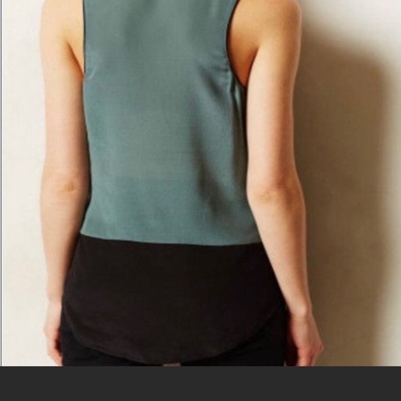 Anthropologie Green Black Maeve Colorblock Silk - Picture 2 of 8